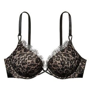 Victoria's Secret Black Lace Bombshell Plunge Bra, 34B